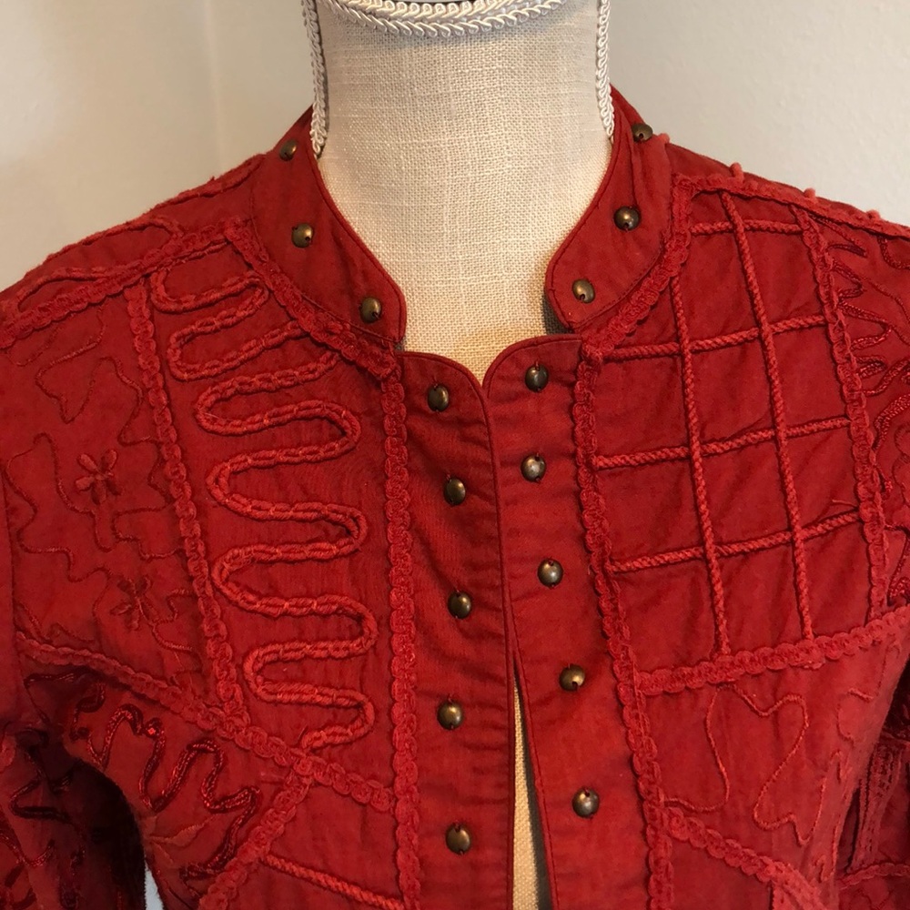 Multiples Rust Embroidered Open Jacket - image 2